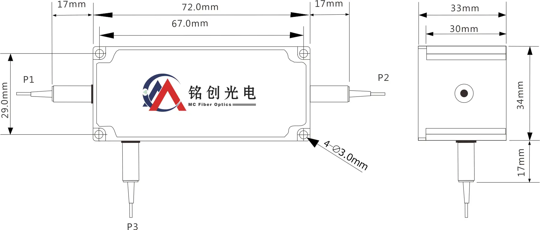 850 10W三端口环形器尺寸图72X34X33mm.webp